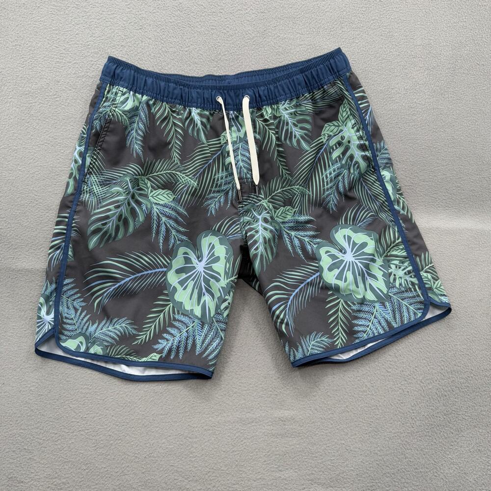 Fair Harbor Shorts Mens XL Green Tropical Swim Trunks Lined Zipper‎ Pocket Beach